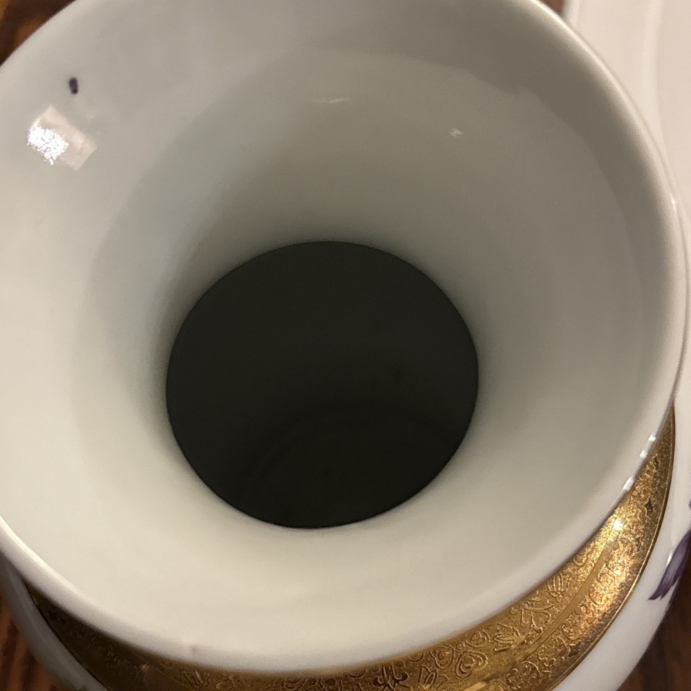 Vintage Apulum Alba luia Romainian Porcelain Vase Dresden Floral Gold Trim 1970 - Picture 13 of 13